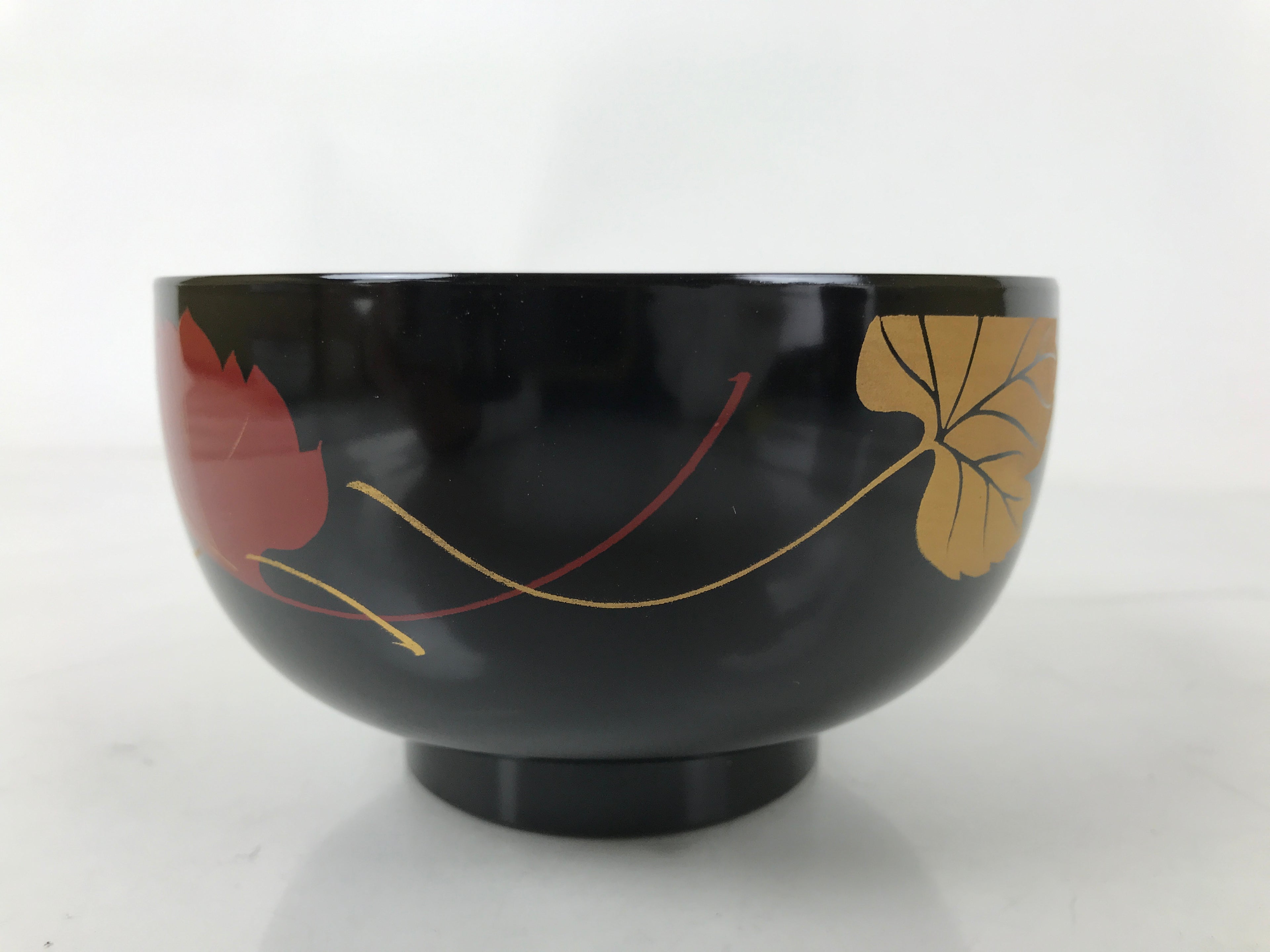 Japanese Lacquerware Bowl Vtg Aizu-Nuri Urushi Makie Red Black Owan Soup LB127