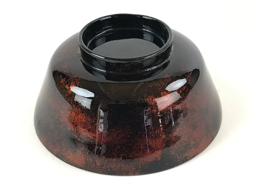 Japanese Lacquerware Lidded Bowl Nimonowan Vtg Black Orange Rice Soup LB76