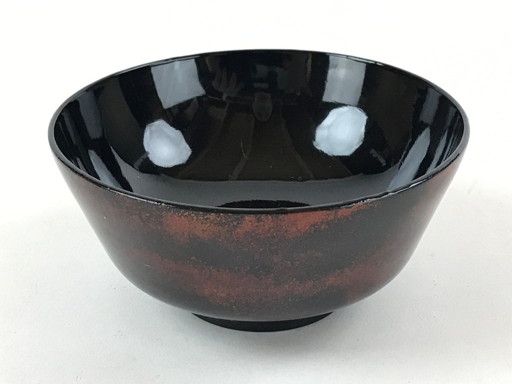 Japanese Lacquerware Lidded Bowl Nimonowan Vtg Black Orange Rice Soup LB76