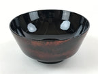 Japanese Lacquerware Lidded Bowl Nimonowan Vtg Black Orange Rice Soup LB76