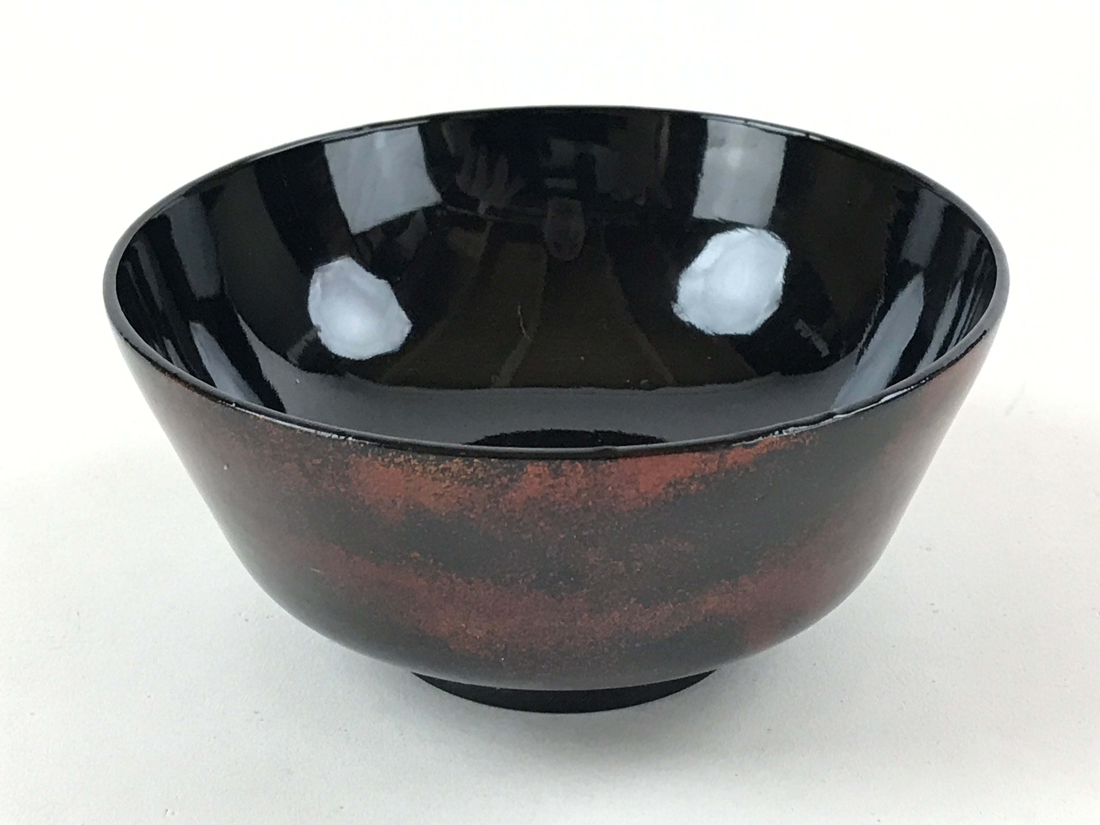 Japanese Lacquerware Lidded Bowl Nimonowan Vtg Black Orange Rice Soup LB76