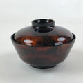 Japanese Lacquerware Lidded Bowl Nimonowan Vtg Black Orange Rice Soup LB76