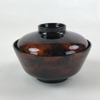 Japanese Lacquerware Lidded Bowl Nimonowan Vtg Black Orange Rice Soup LB76
