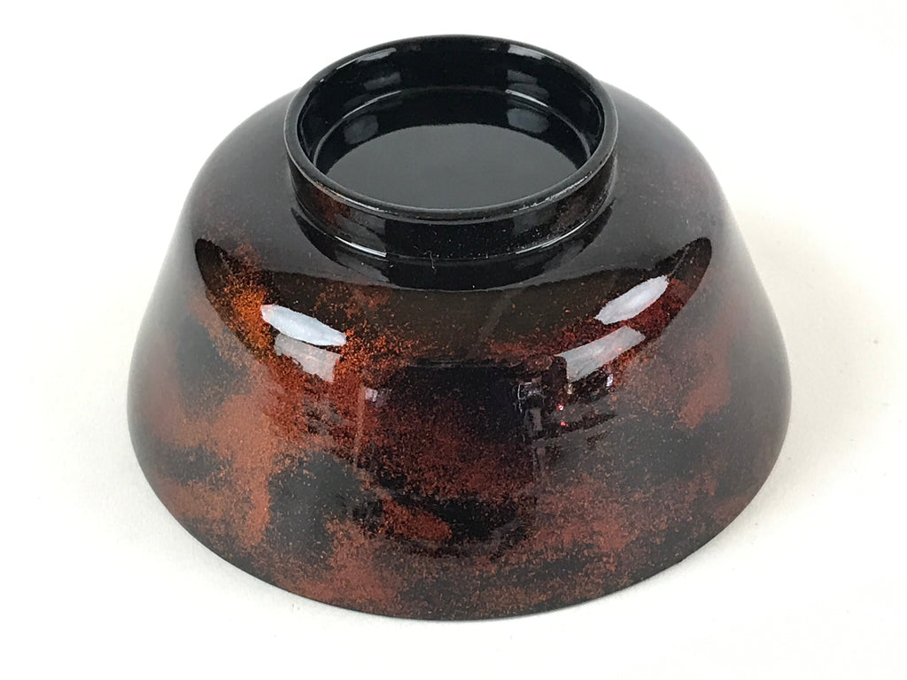 Japanese Lacquerware Lidded Bowl Nimonowan Vtg Black Orange Rice Soup LB77