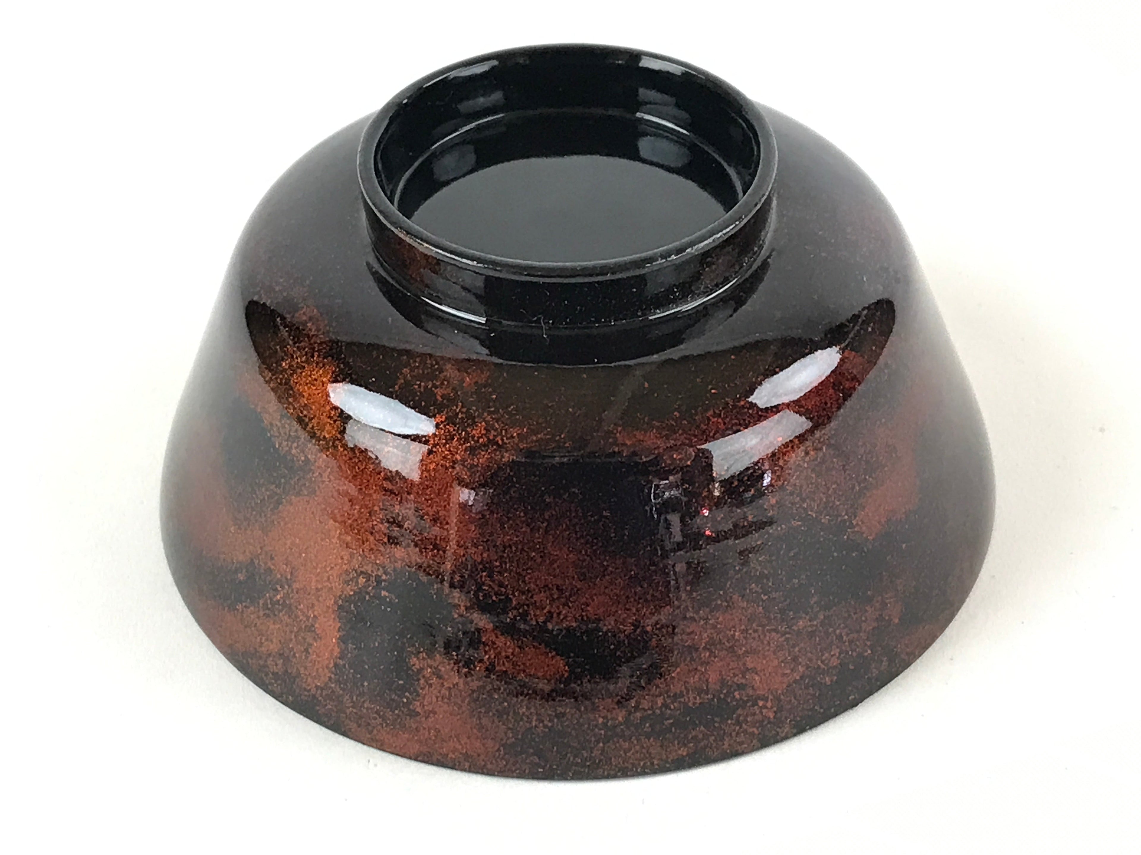 Japanese Lacquerware Lidded Bowl Nimonowan Vtg Black Orange Rice Soup LB77