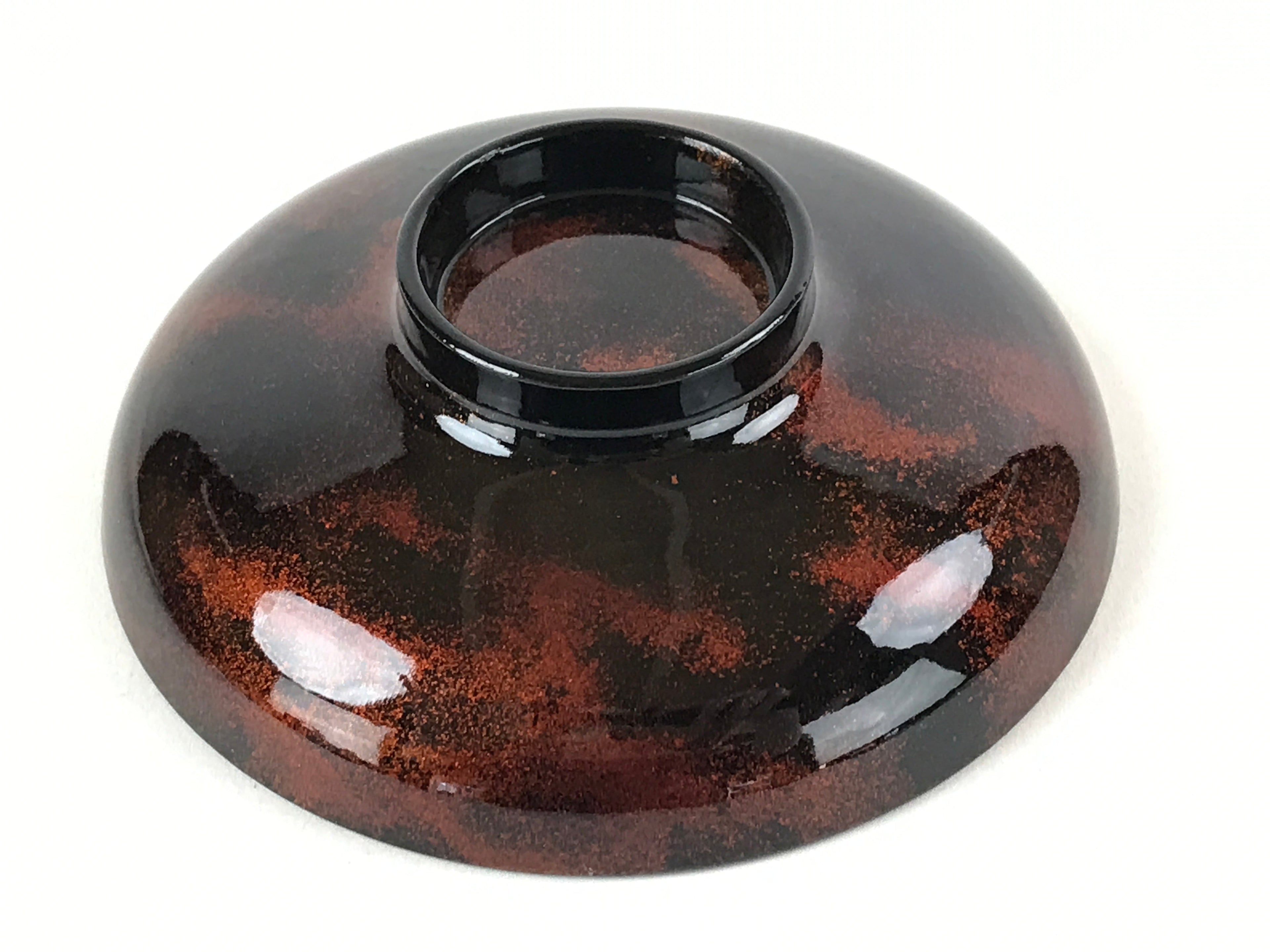 Japanese Lacquerware Lidded Bowl Nimonowan Vtg Black Orange Rice Soup LB77
