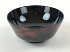 Japanese Lacquerware Lidded Bowl Nimonowan Vtg Black Orange Rice Soup LB77