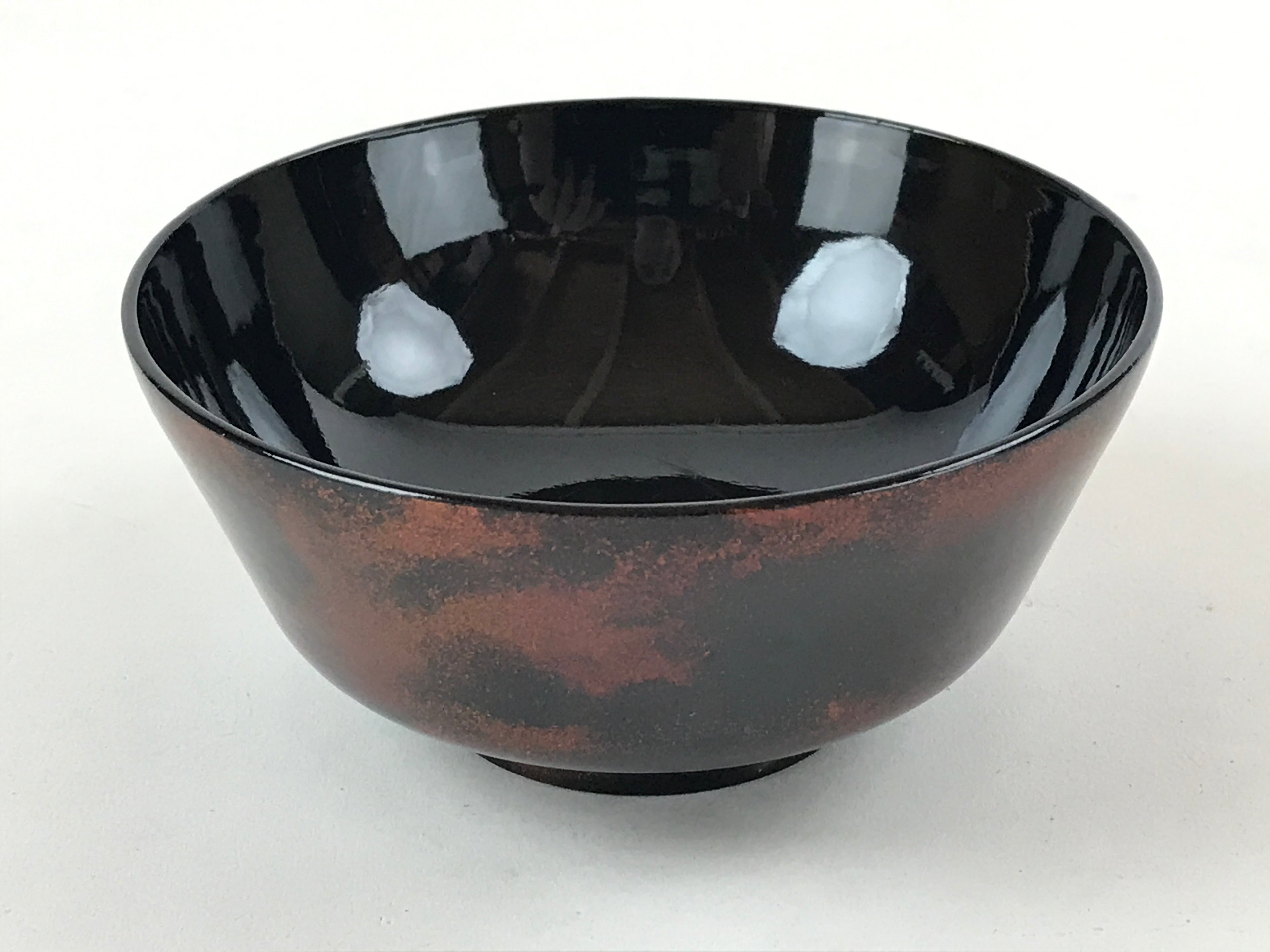 Japanese Lacquerware Lidded Bowl Nimonowan Vtg Black Orange Rice Soup LB77