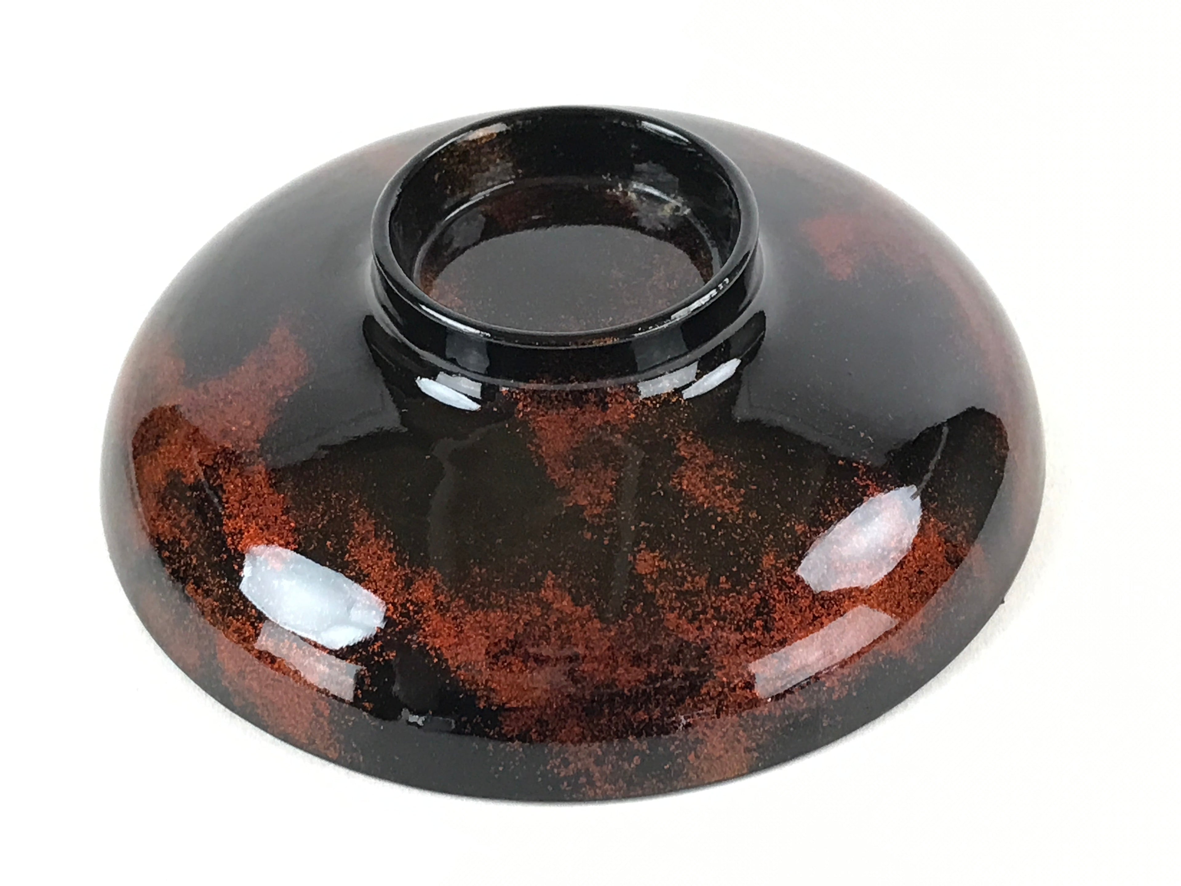 Japanese Lacquerware Lidded Bowl Nimonowan Vtg Black Orange Rice Soup LB78