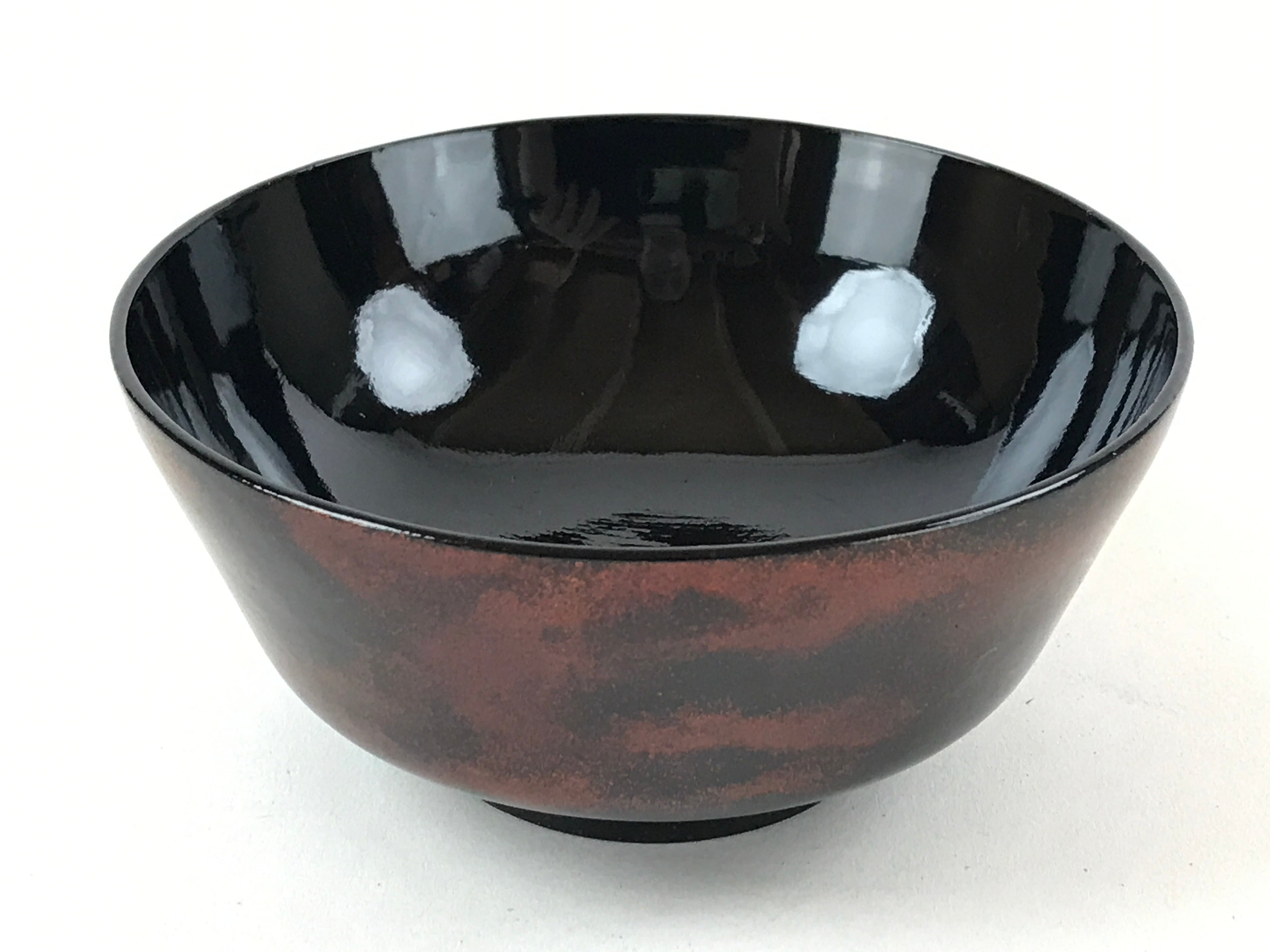 Japanese Lacquerware Lidded Bowl Nimonowan Vtg Black Orange Rice Soup LB78