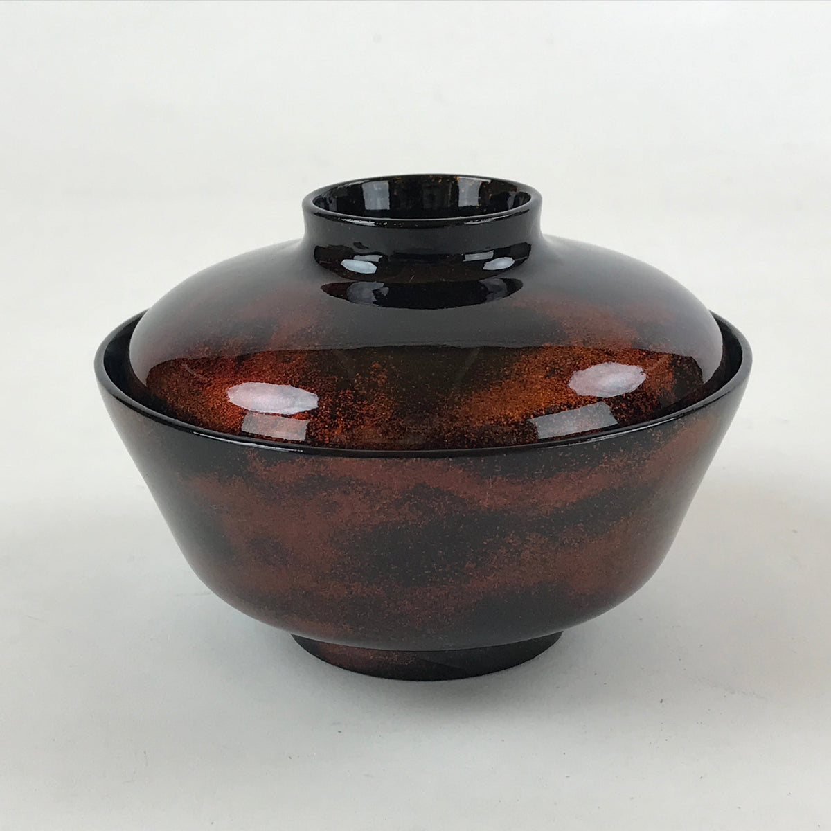Japanese Lacquerware Lidded Bowl Nimonowan Vtg Black Orange Rice Soup ...