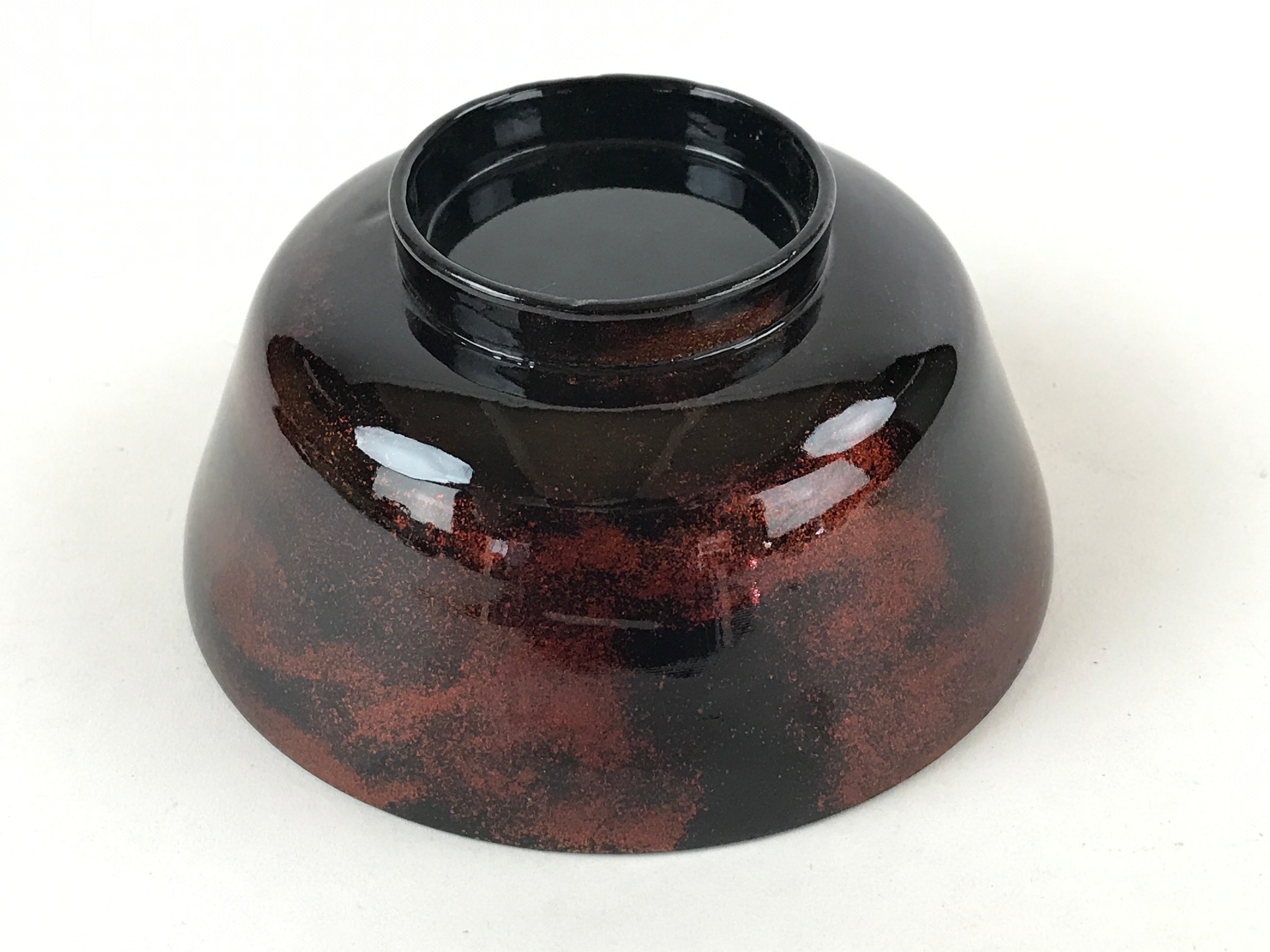 Japanese Lacquerware Lidded Bowl Nimonowan Vtg Black Orange Rice Soup LB79