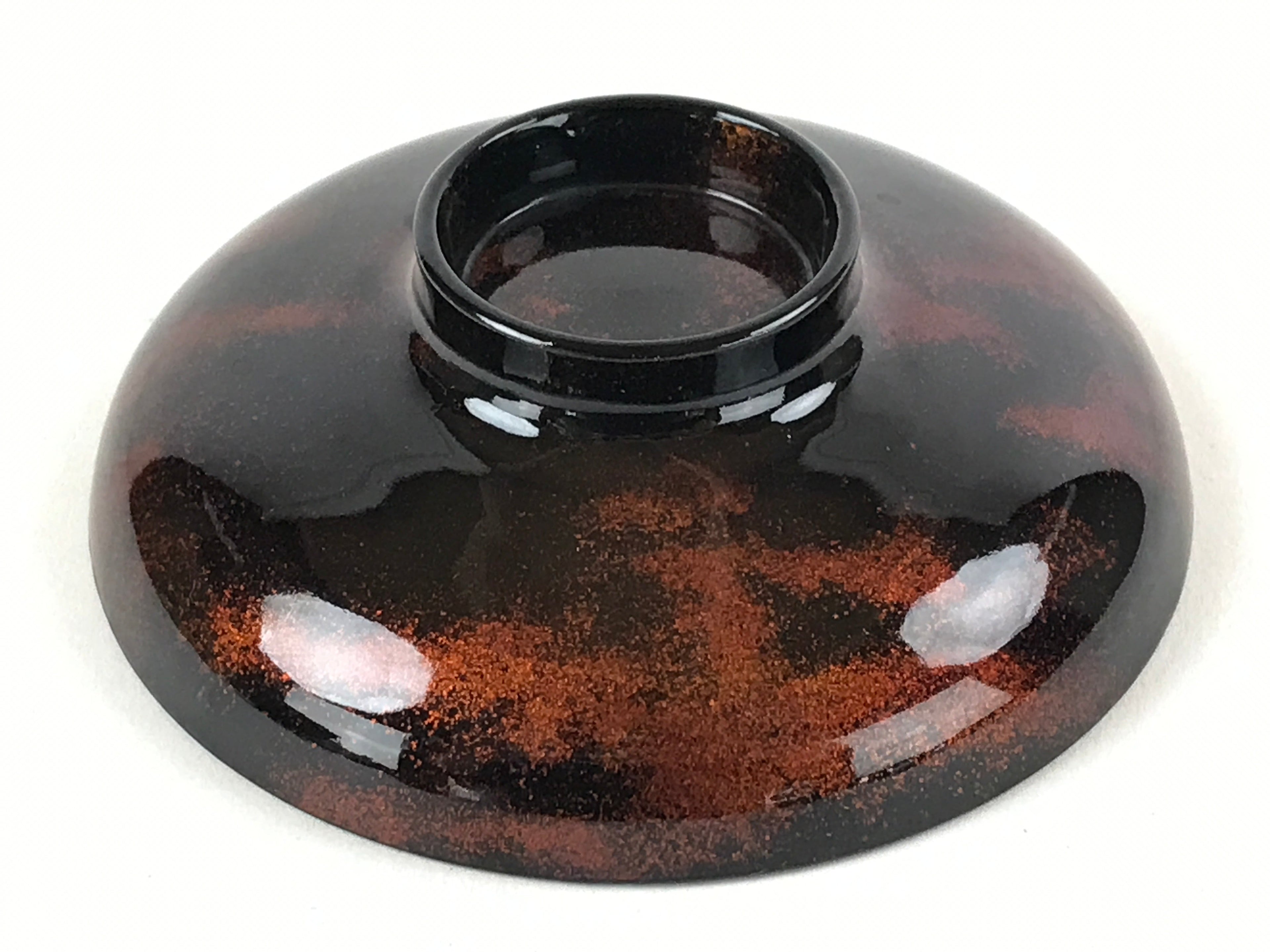 Japanese Lacquerware Lidded Bowl Nimonowan Vtg Black Orange Rice Soup LB79
