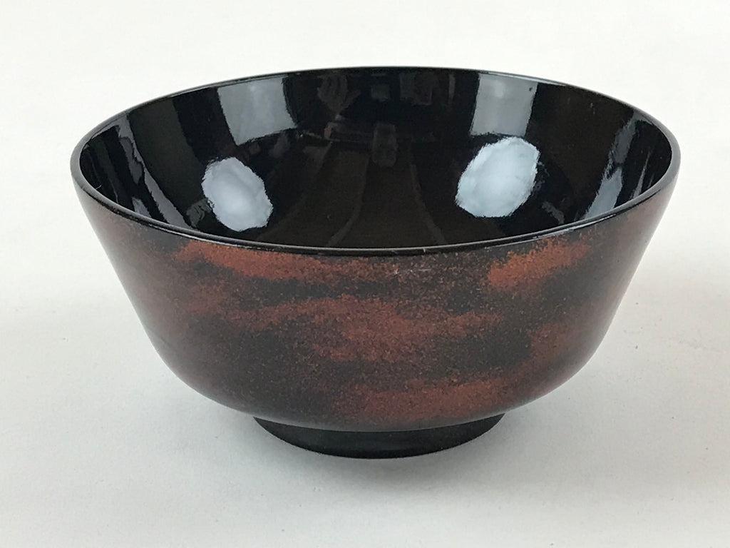 Japanese Lacquerware Lidded Bowl Nimonowan Vtg Black Orange Rice Soup LB79