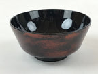 Japanese Lacquerware Lidded Bowl Nimonowan Vtg Black Orange Rice Soup LB79