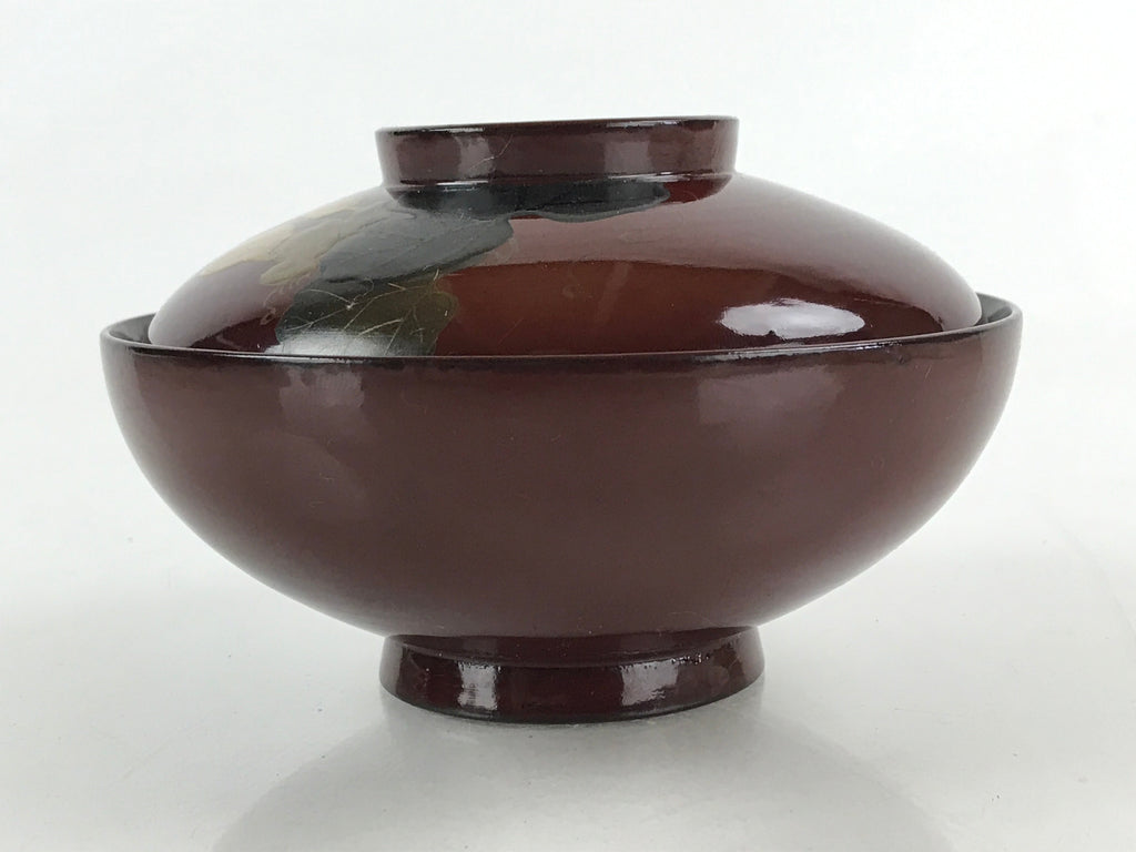 Japanese Lacquerware Lidded Bowl Vtg Nimonowan Makie Hyotan Gourd Red LB72