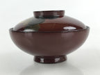 Japanese Lacquerware Lidded Bowl Vtg Nimonowan Makie Hyotan Gourd Red LB72