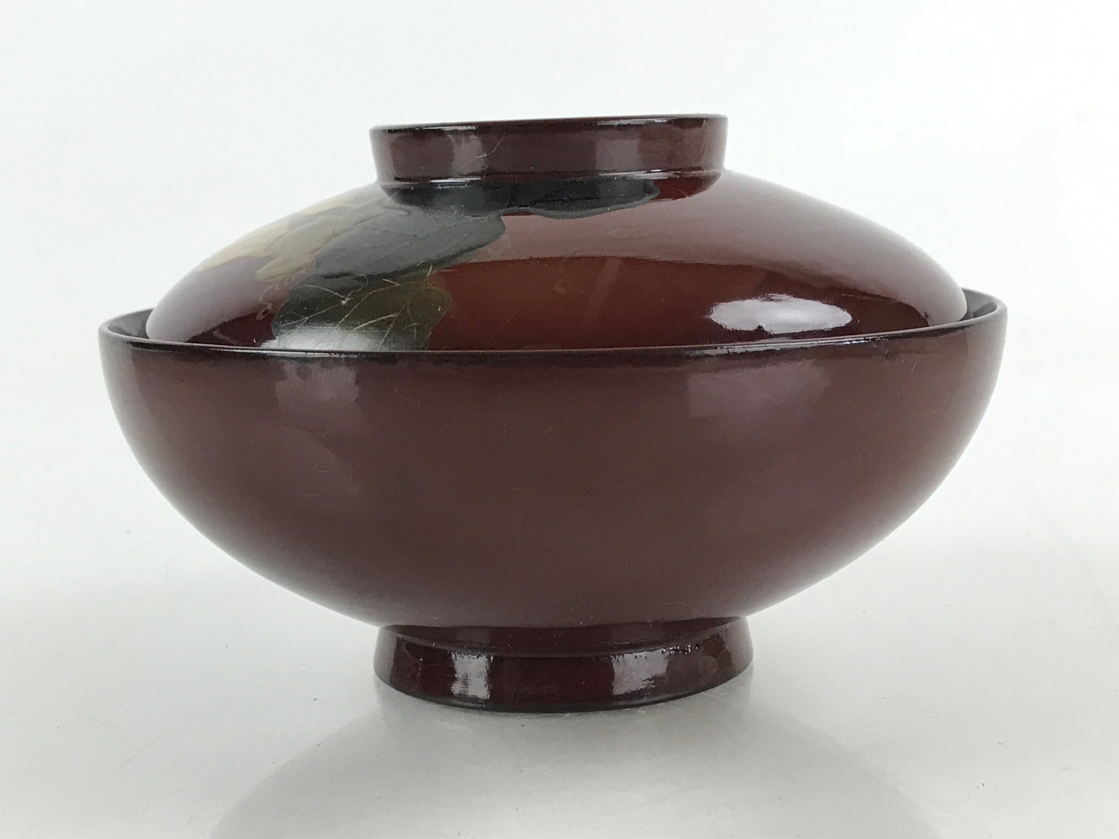Japanese Lacquerware Lidded Bowl Vtg Nimonowan Makie Hyotan Gourd Red LB72