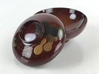 Japanese Lacquerware Lidded Bowl Vtg Nimonowan Makie Hyotan Gourd Red LB72