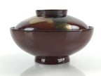 Japanese Lacquerware Lidded Bowl Vtg Nimonowan Makie Hyotan Gourd Red LB74