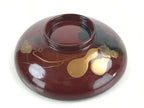 Japanese Lacquerware Lidded Bowl Vtg Nimonowan Makie Hyotan Gourd Red LB74