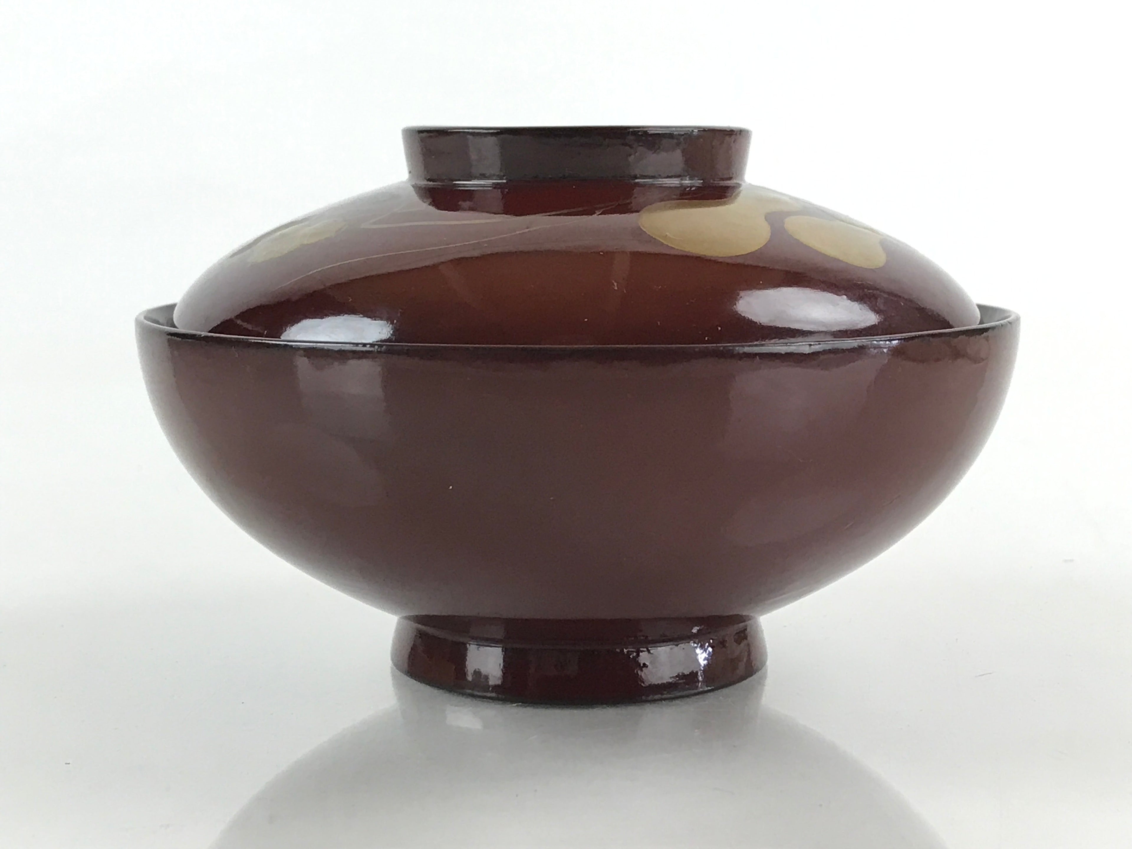 Japanese Lacquerware Lidded Bowl Vtg Nimonowan Makie Hyotan Gourd Red LB74