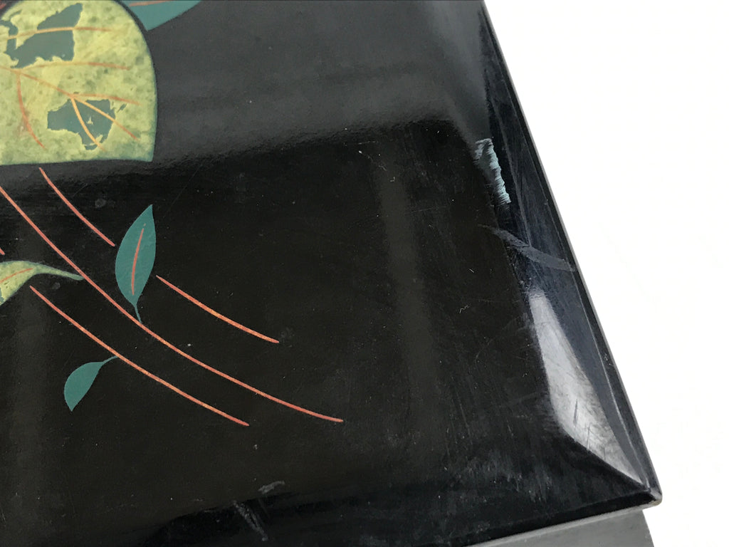Japanese Lacquerware Lidded Box Wood Fumibako Letter Book Butsudan Black FB73