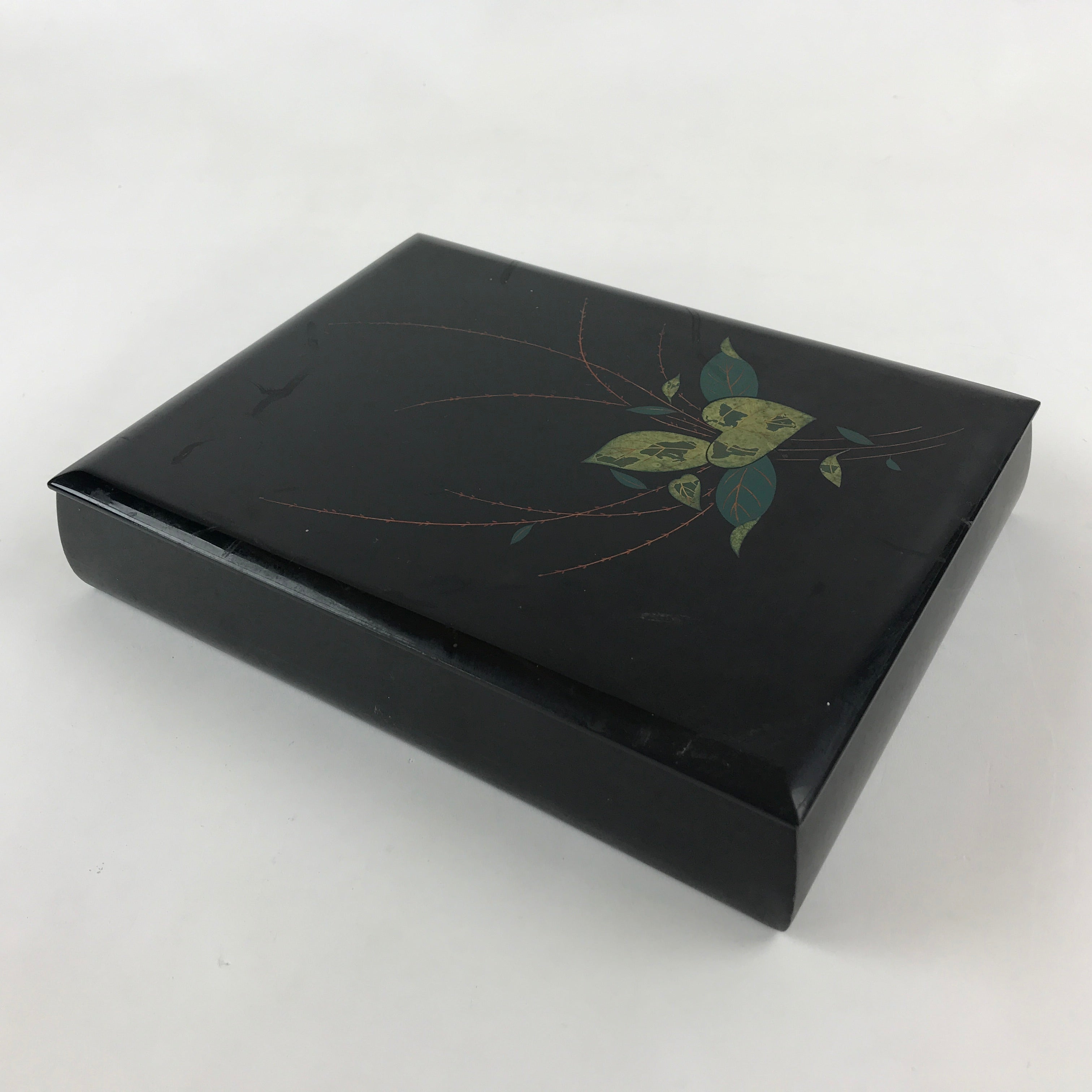 Japanese Lacquerware Lidded Box Wood Fumibako Letter Book Butsudan Black FB73
