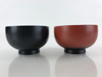 Japanese Lacquerware Pairs Of Bowls And Chopsticks Vtg Hashi Owan Black Brown UR