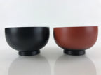 Japanese Lacquerware Pairs Of Bowls And Chopsticks Vtg Hashi Owan Black Brown UR