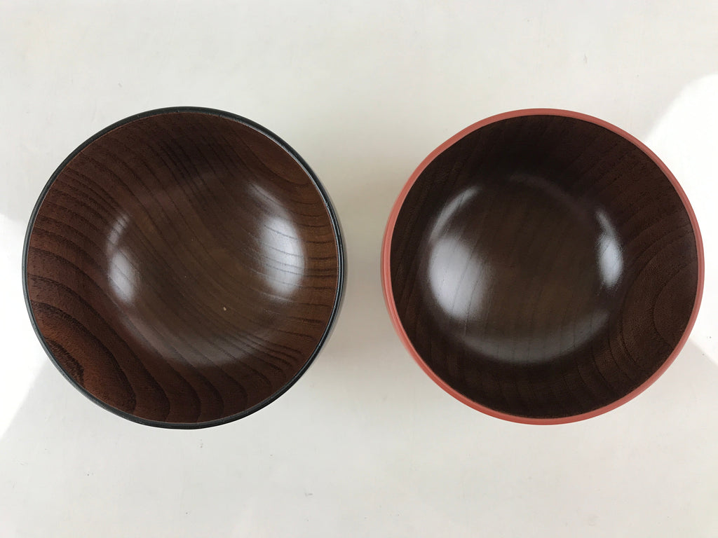 Japanese Lacquerware Pairs Of Bowls And Chopsticks Vtg Hashi Owan Black Brown UR