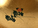 Japanese Lacquerware Replica Gilt Bowl Vtg Shell Sweets Dish Gold Red Flower L72