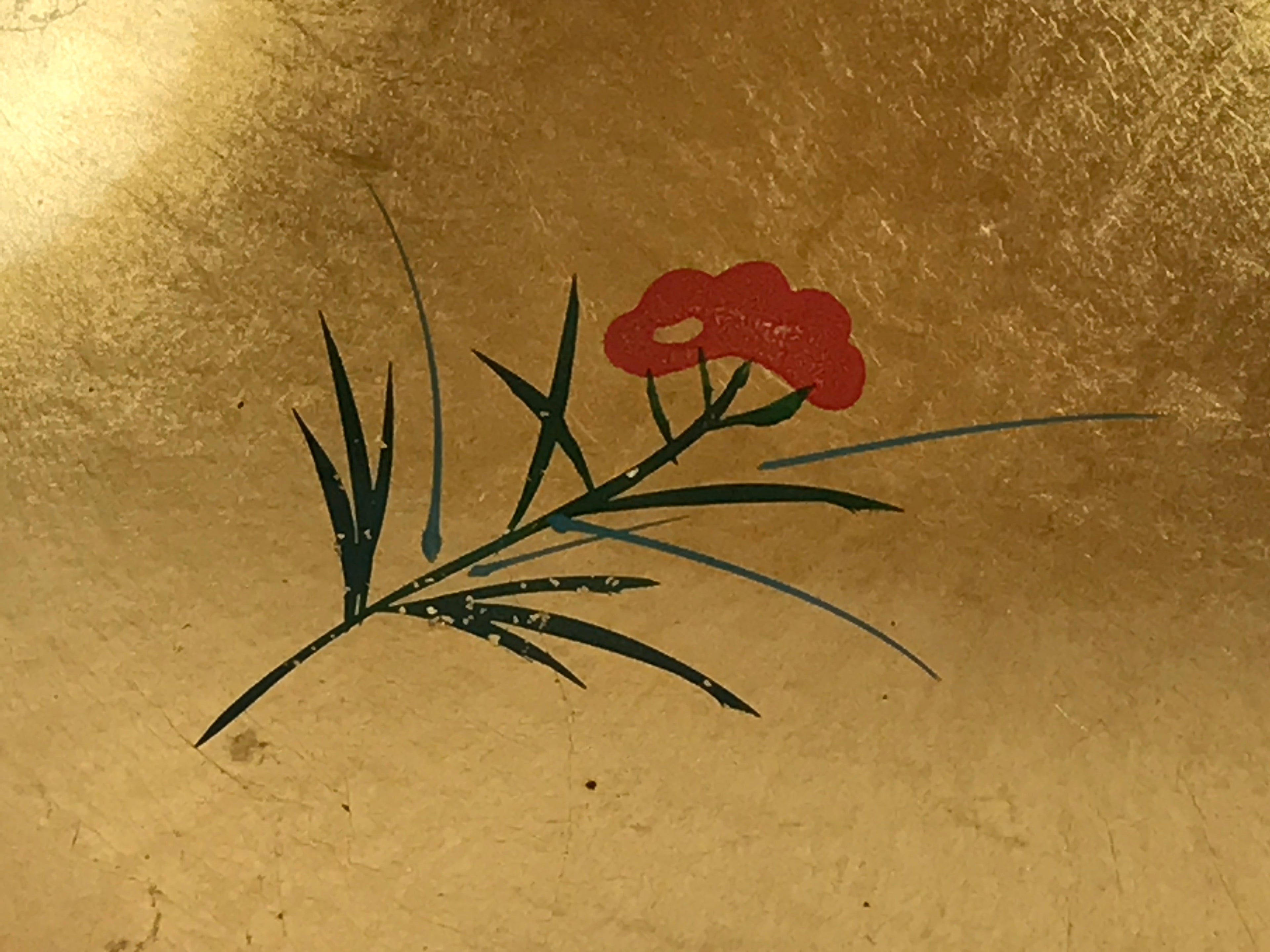 Japanese Lacquerware Replica Gilt Bowl Vtg Shell Sweets Dish Gold Red Flower L74