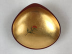 Japanese Lacquerware Replica Gilt Bowl Vtg Shell Sweets Dish Gold Red Flower L74