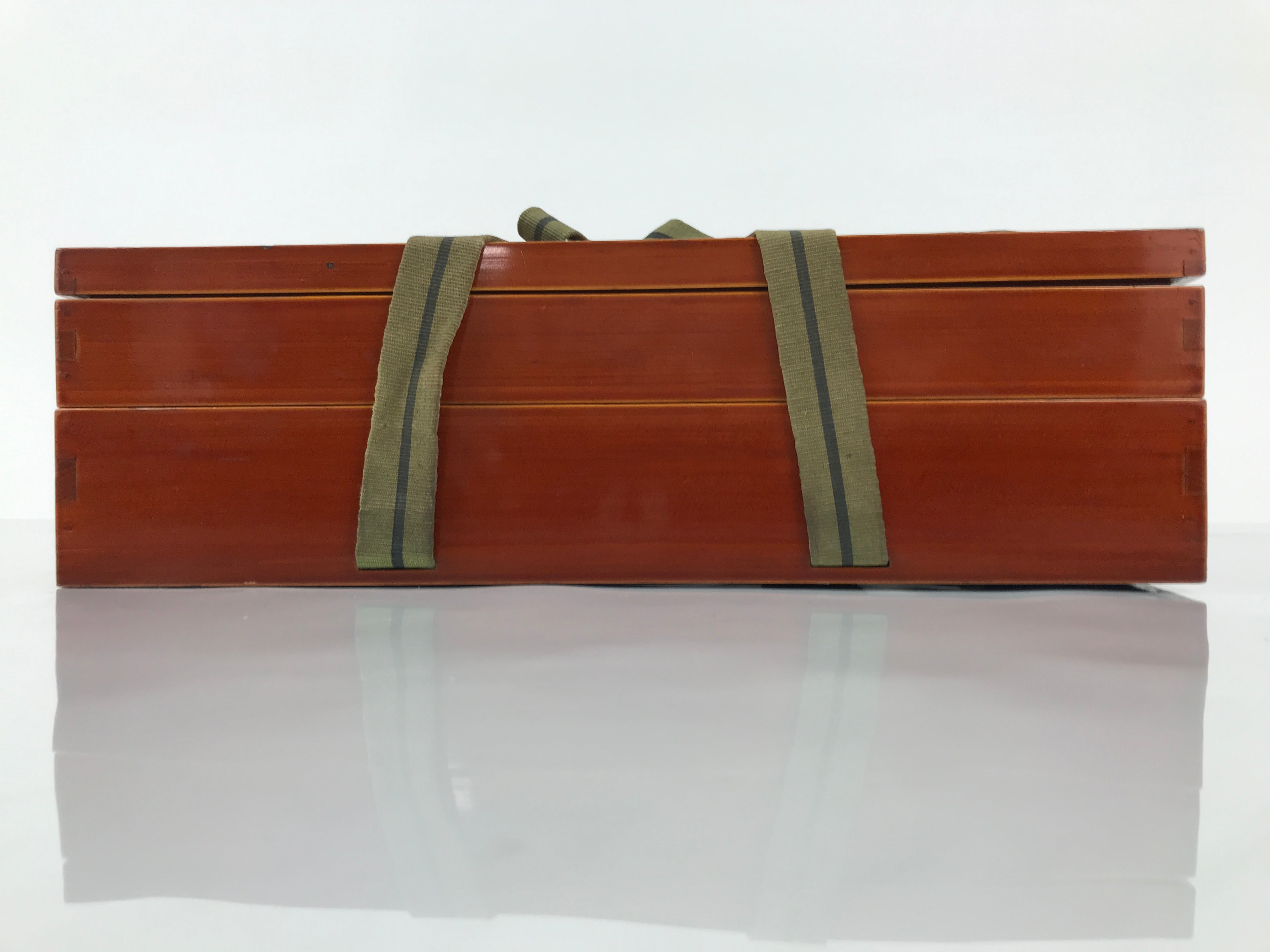 Japanese Lacquerware Shunkei-Nuri Writing Box Calligraphy Brown Two Tiers L556