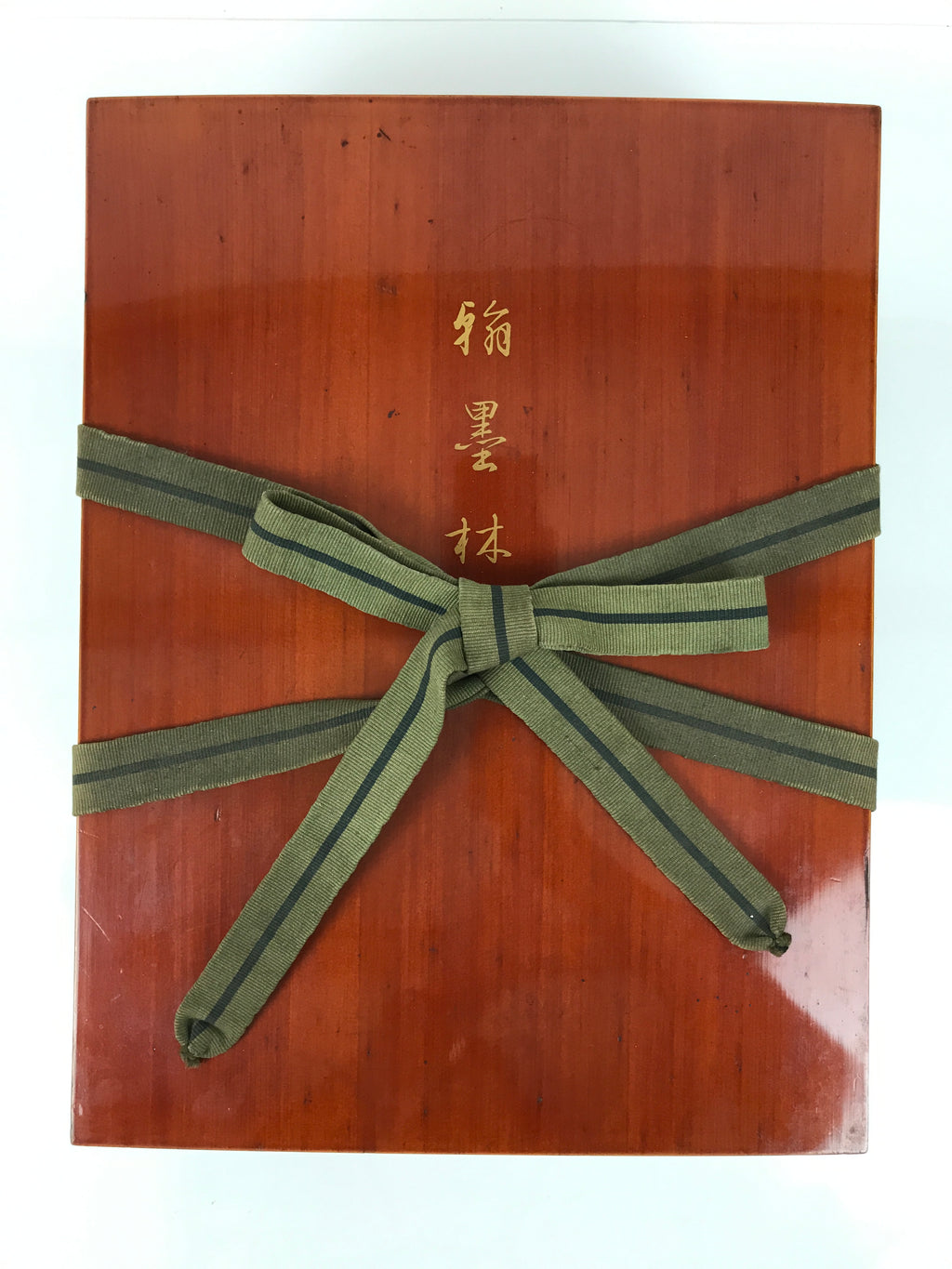 Japanese Lacquerware Shunkei-Nuri Writing Box Calligraphy Brown Two Tiers L556