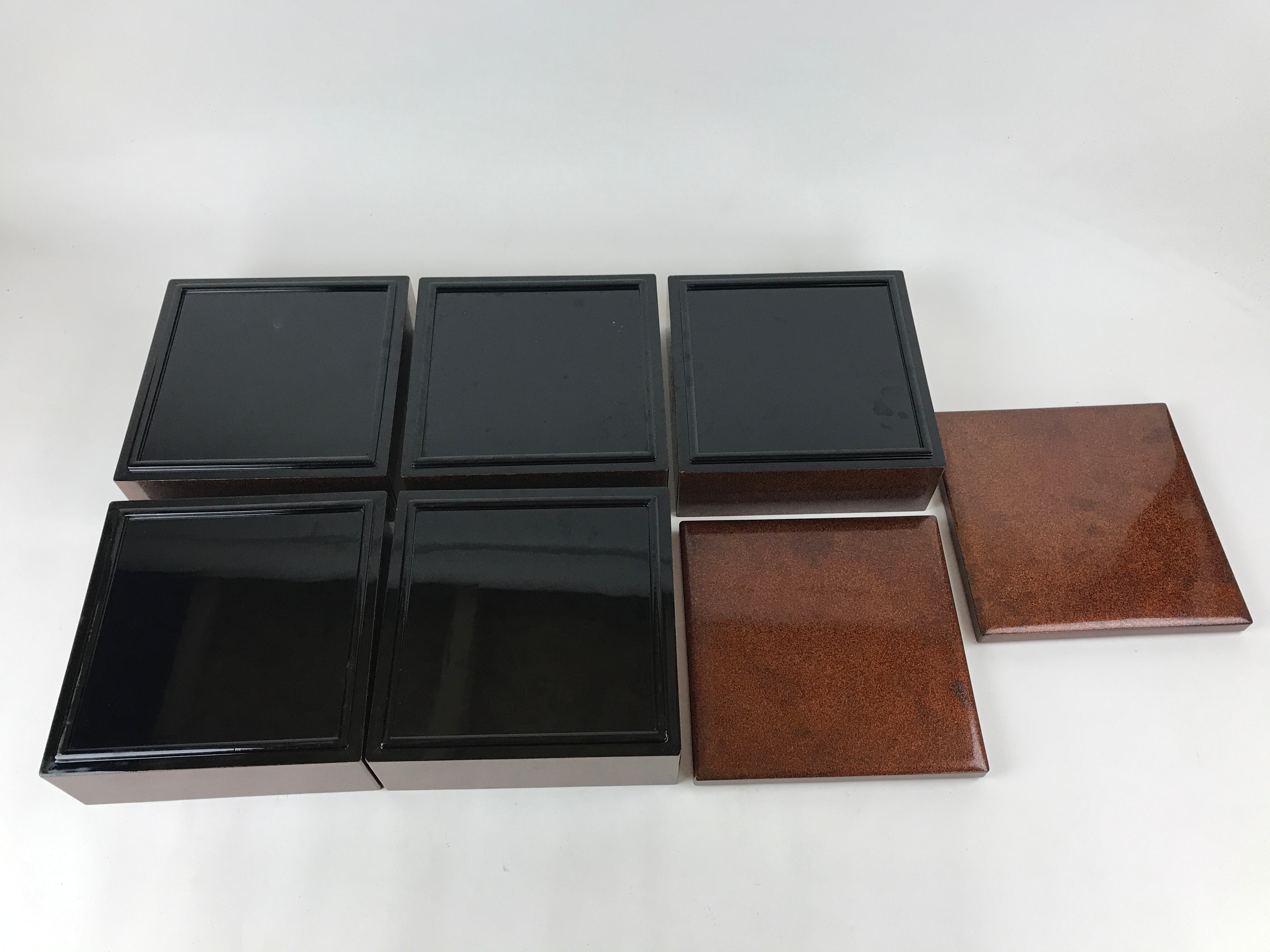 Japanese Lacquerware Wood Bento Box 5 Tiers 2 Lids Vtg Nashiji Storage Box LWB64