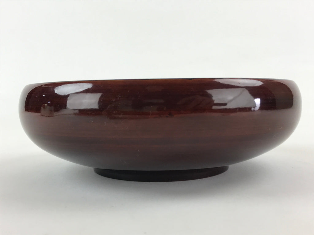 Japanese Lacquerware Wood Bowl Kashiki Kashiwan Vtg Tea Ceremony Brown Red UR958