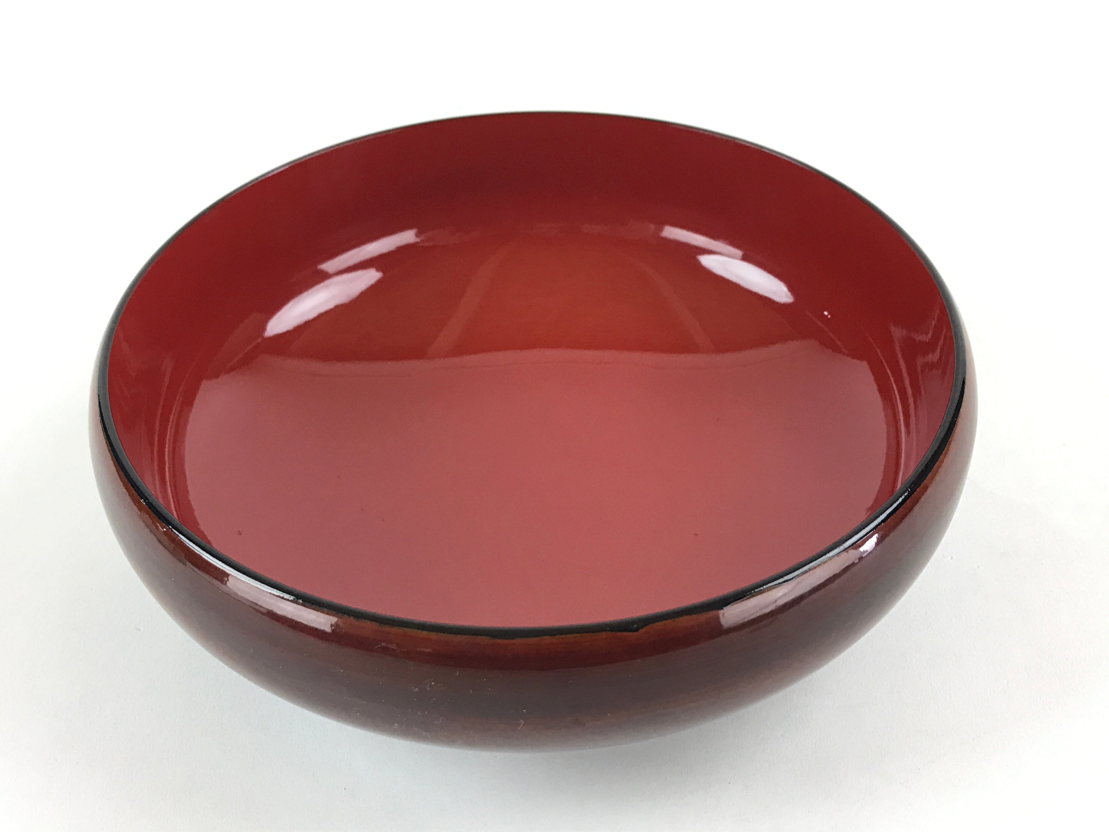 Japanese Lacquerware Wood Bowl Kashiki Kashiwan Vtg Tea Ceremony Brown Red UR958
