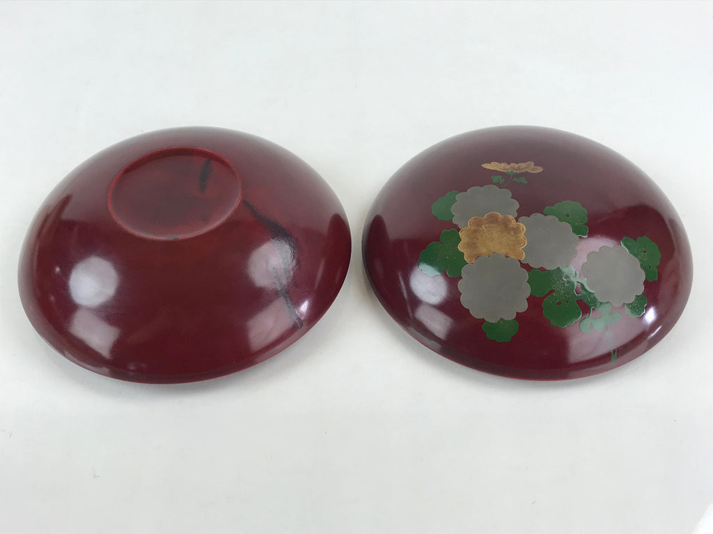 Japanese Lacquerware Wood Bowl Kashiki Kashiwan Vtg Tea Ceremony Red UR961