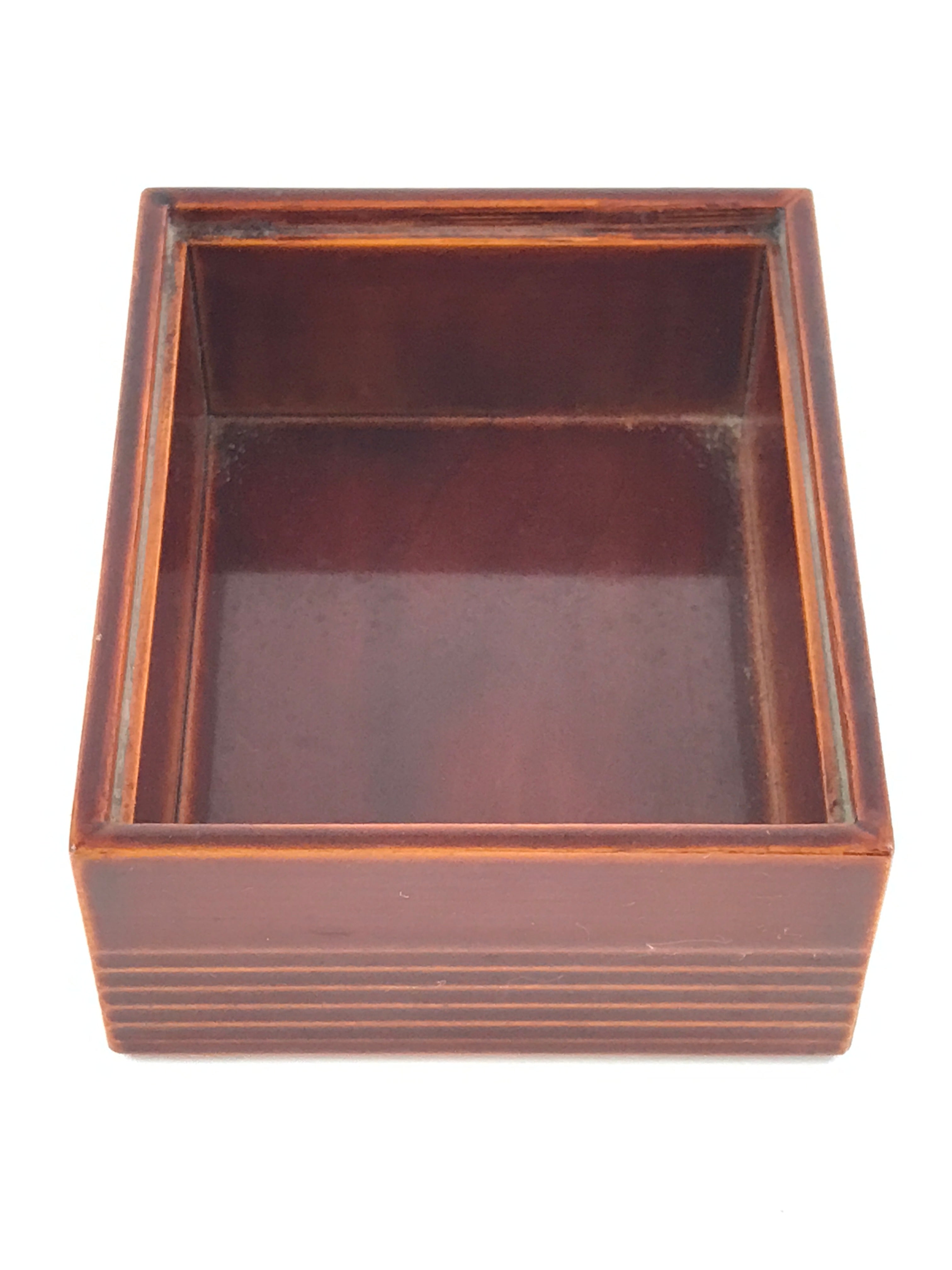 Japanese Lacquerware Wood Box Accessory Case Vtg Tea Ceremony Brown Red UR960