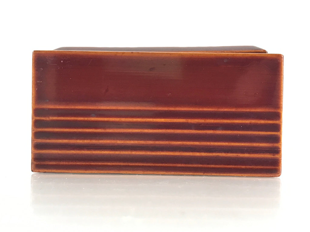 Japanese Lacquerware Wood Box Accessory Case Vtg Tea Ceremony Brown Red UR960