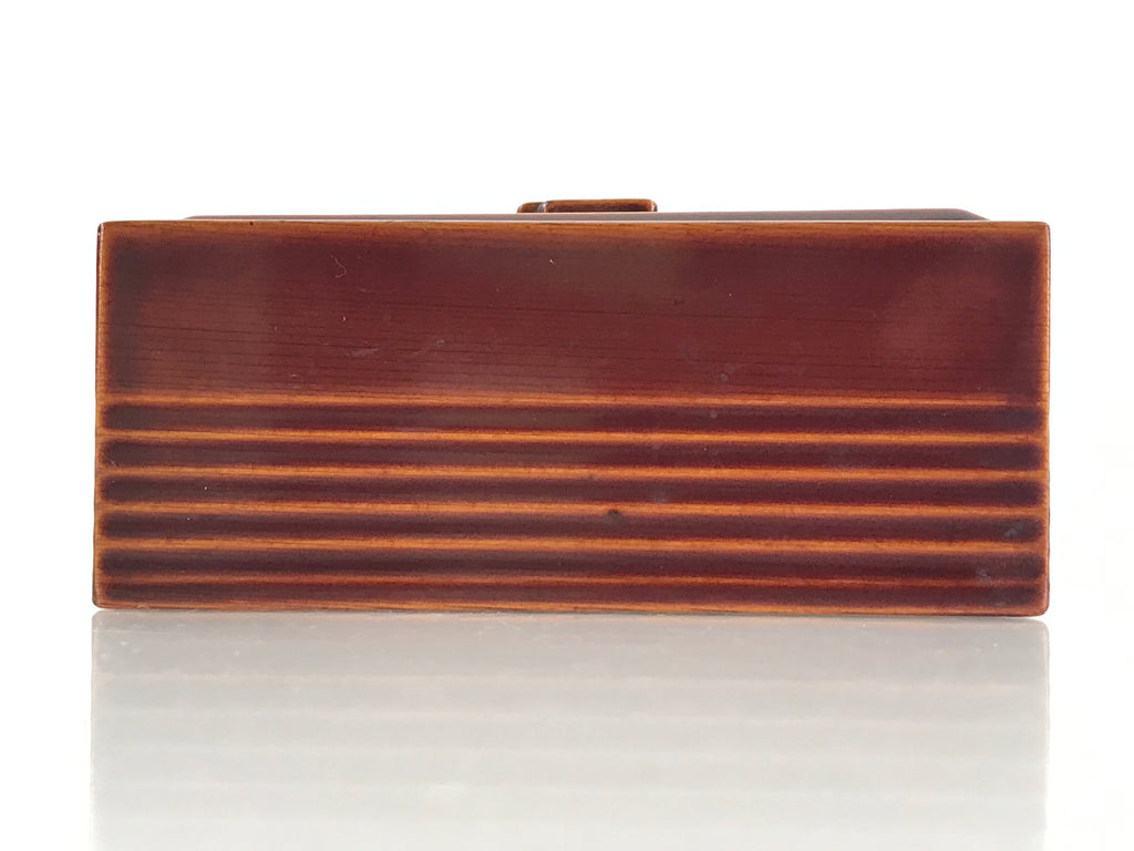 Japanese Lacquerware Wood Box Accessory Case Vtg Tea Ceremony Brown Red UR960