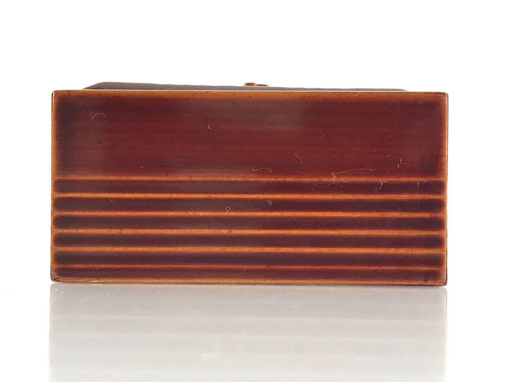 Japanese Lacquerware Wood Box Accessory Case Vtg Tea Ceremony Brown Red UR960