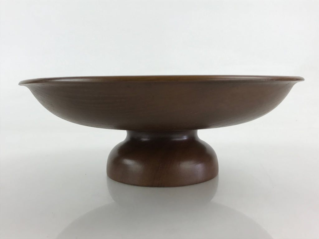 Japanese Lacquerware Wood High Bowl Kashiki Kashibachi Tea Ceremony Brown UR977