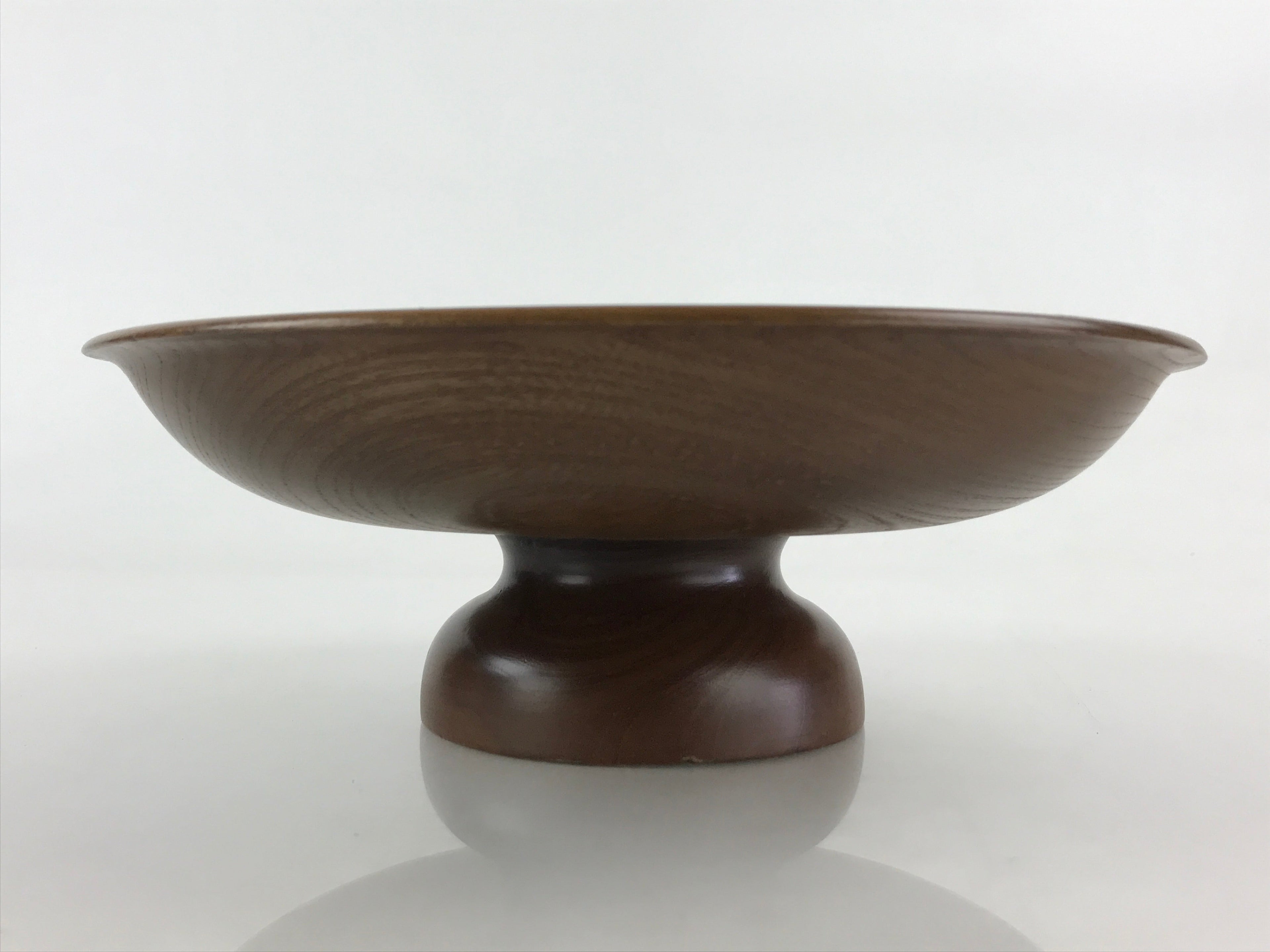 Japanese Lacquerware Wood High Bowl Kashiki Kashibachi Tea Ceremony Brown UR977