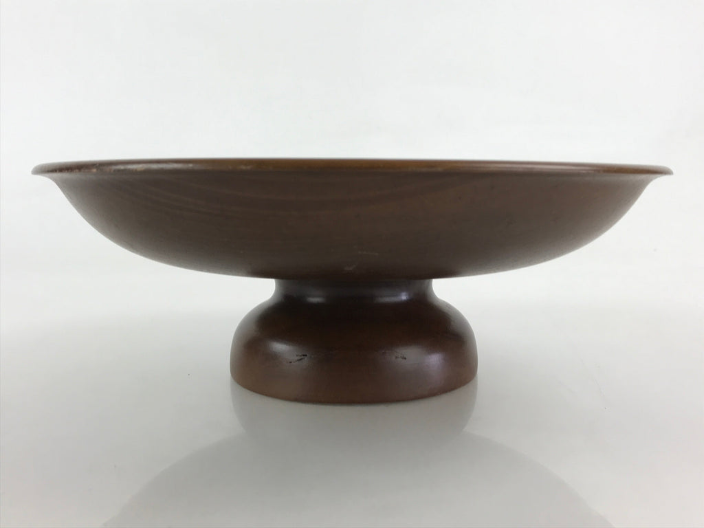 Japanese Lacquerware Wood High Bowl Kashiki Kashibachi Tea Ceremony Brown UR977
