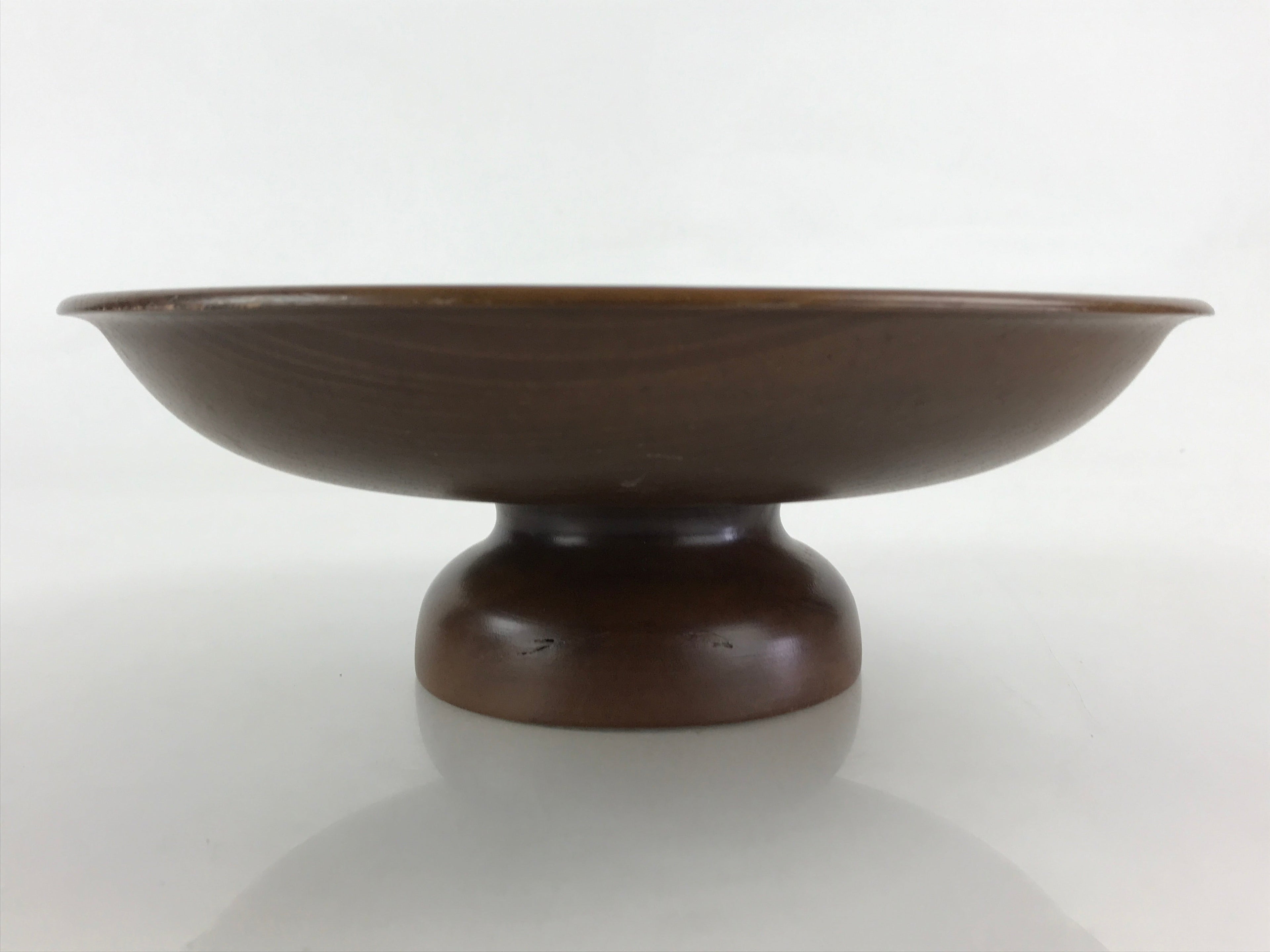 Japanese Lacquerware Wood High Bowl Kashiki Kashibachi Tea Ceremony Brown UR977