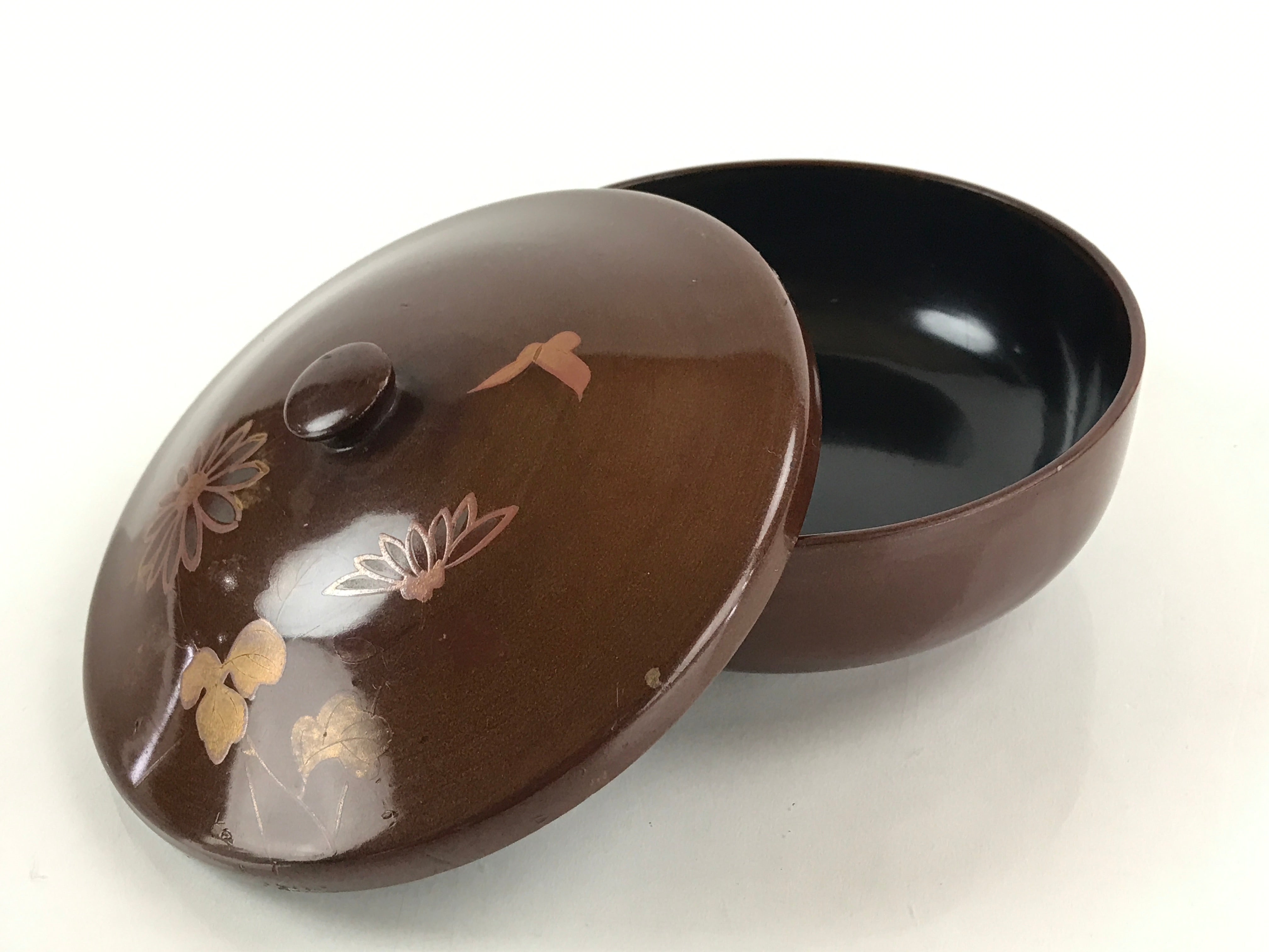 Japanese Lacquerware Wood Lidded Bowl Kashiki Kashiwan Tea Ceremony UR974