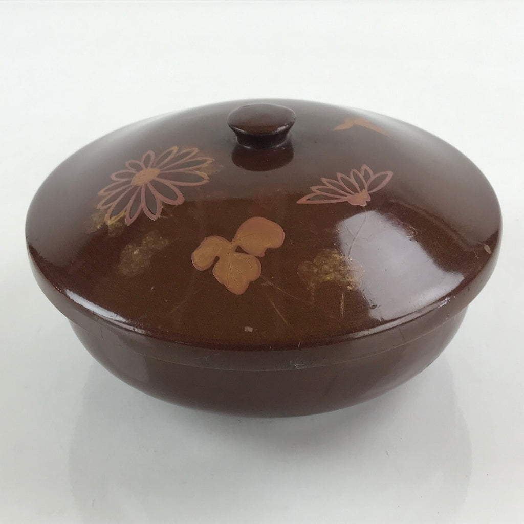 Japanese Lacquerware Wood Lidded Bowl Kashiki Kashiwan Tea Ceremony UR974